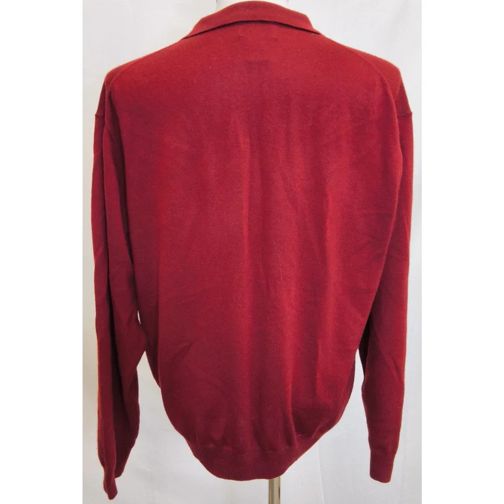 Alfani Merino Wool Polo Sweater Men's XL Red Vintage '90's Hong Kong #W5261